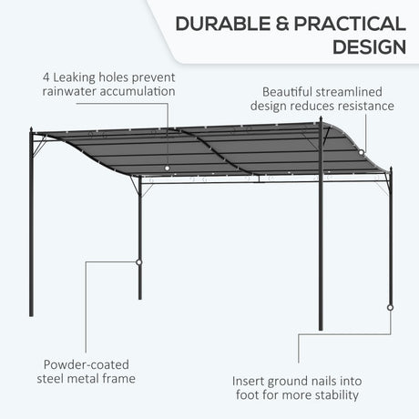 4m x 3m Curved Roof Metal Pergola – Grey Outdoor Patio Shelter