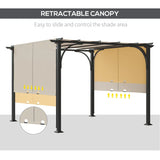 3m x 3m Retractable Pergola – Beige Canopy Roof with Cross Bars & Ground Stakes, Outdoor Patio Shade Shelter