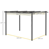 4m x 3m Metal Pergola – Dark Grey Frame with Beige Canopy Roof