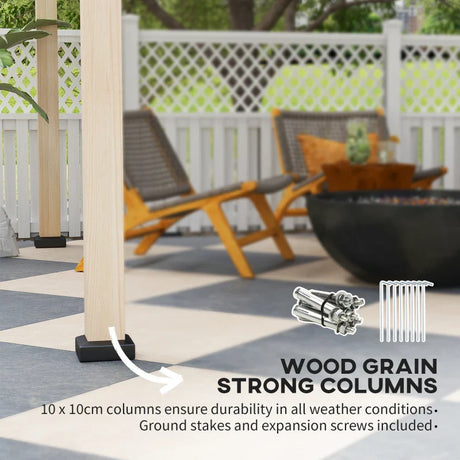 3m x 3m Metal Gazebo – Black Frame with Wood Effect Finish, Outdoor Patio Garden Shelter