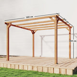 3x3m Wooden Pergola Kit with Triangle Supports – Garden Gazebo Grape Trellis Frame, 5-Beam Maple Wood-Effect Design