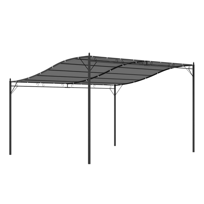 4m x 3m Curved Roof Metal Pergola – Grey Outdoor Patio Shelter