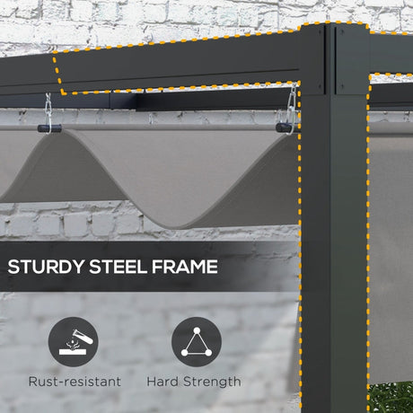 2m x 3m Lean-To Pergola – Dark Grey Wall Mounted Patio Cover