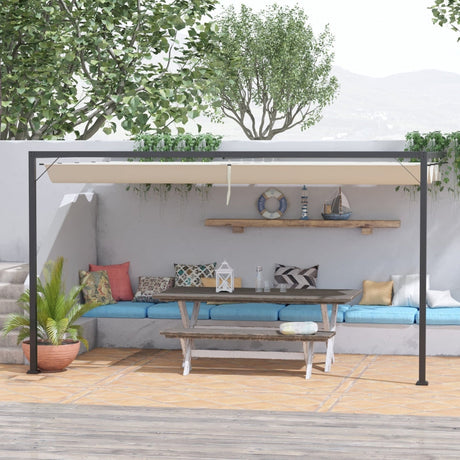 4m x 3m Garden Pergola – Beige Canopy Roof Outdoor Shade Cover