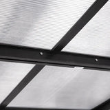 4.35m x 3m Wall Mounted Pergola with Retractable Canopy, Aluminium Frame & Polycarbonate Roof – Grey Patio Cover