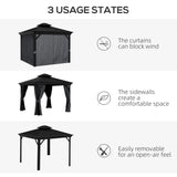 Dark Grey 3.65m x 3m Aluminium Hardtop Gazebo With Accessories