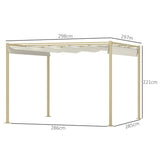 3m x 3m Retractable Pergola – Khaki Sun Shade Canopy UPF30+, Outdoor Patio Garden Shelter
