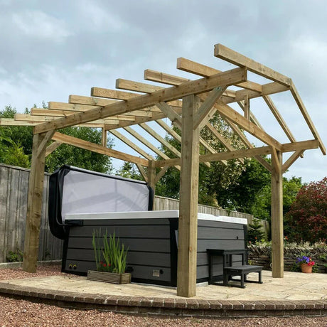 Wooden Apex Pergola with Open Roof & Overhang - Premium Outdoor Garden Structure