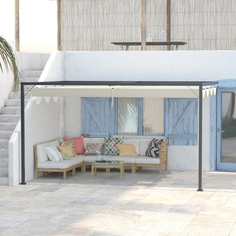 4m x 3m Garden Pergola – Beige Canopy Roof Outdoor Shade Cover