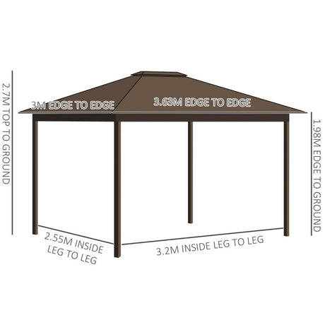 Outdoor Gazebo With Aluminium Frame & Metal Roof - Trade Warehouse