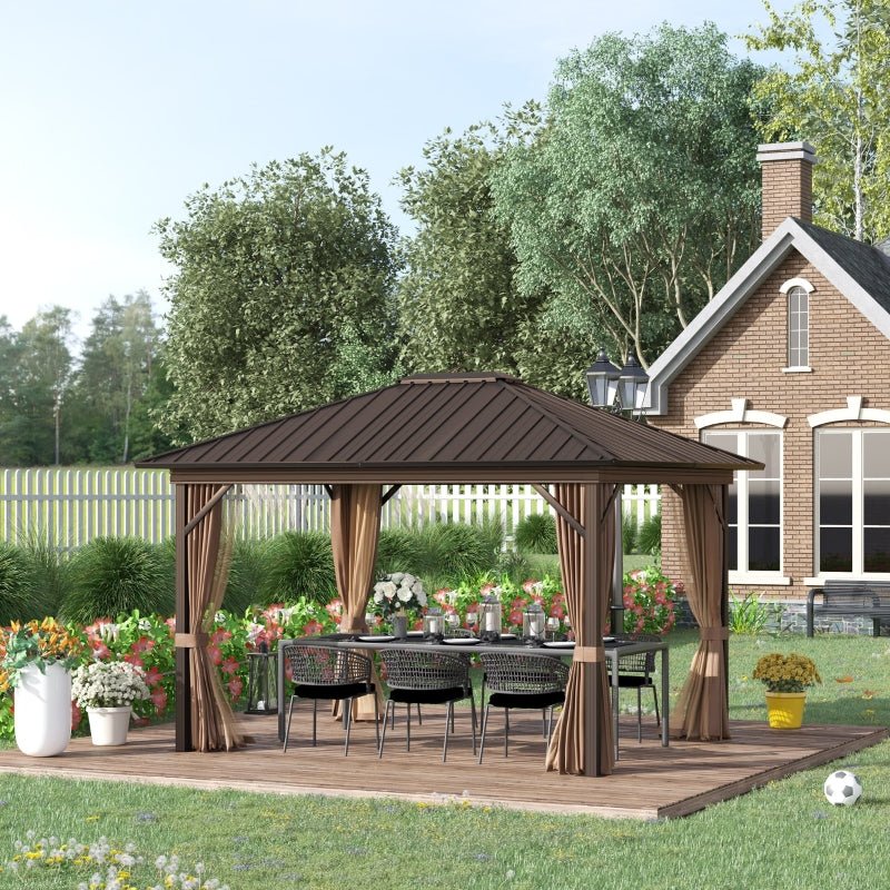 Outdoor Gazebo With Aluminium Frame & Metal Roof - Trade Warehouse
