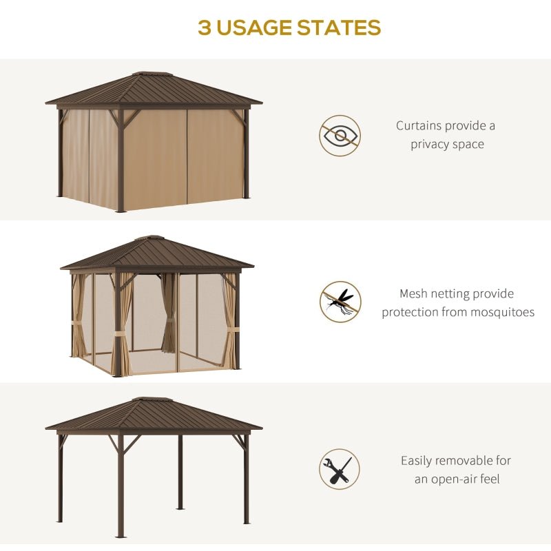 Outdoor Gazebo With Aluminium Frame & Metal Roof - Trade Warehouse