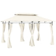 3 x 4m Cream White Metal Frame Two-Tier Roof Gazebo