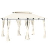 3 x 4m Cream White Metal Frame Two-Tier Roof Gazebo