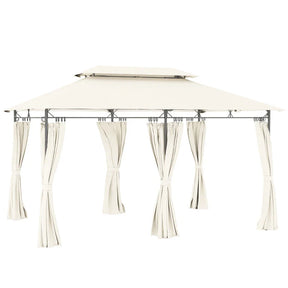 3 x 4m Cream White Metal Frame Two-Tier Roof Gazebo