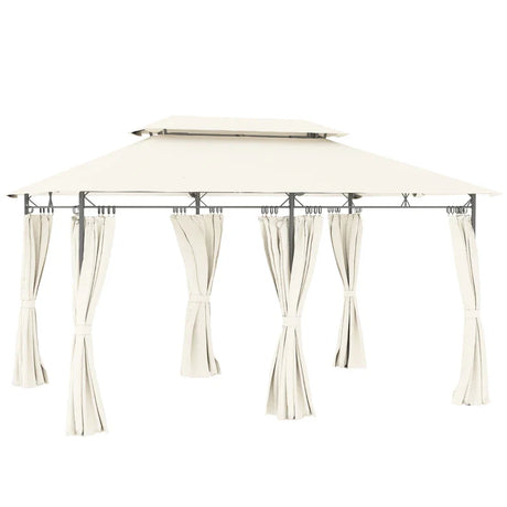 3 x 4m Cream White Metal Frame Two-Tier Roof Gazebo