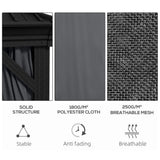 Dark Grey 3.65m x 3m Aluminium Hardtop Gazebo With Accessories