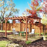 3.6m x 3m Wooden Pergola Kit - Maple Wood-Effect Garden Pergola with Grape Trellis Roof and Triangle Supports