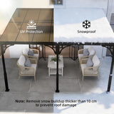 4m x 3m Wall-Mounted Lean-To Pergola with Polycarbonate Hardtop Roof – Heavy Duty Aluminium Garden Gazebo, Weatherproof Patio & BBQ Shelter, Modern Brown