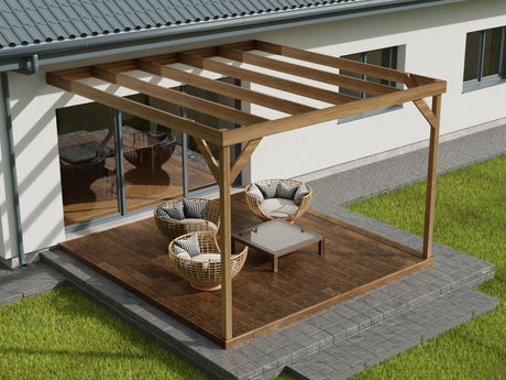 Wall-mounted Box Pergola and Decking Kit