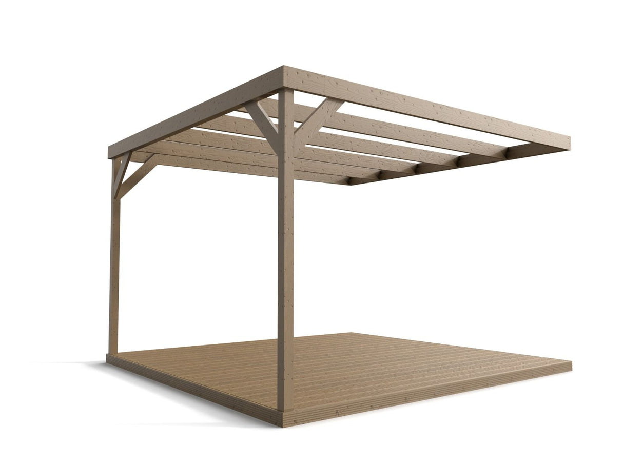 Wall-mounted Box Pergola and Decking Kit