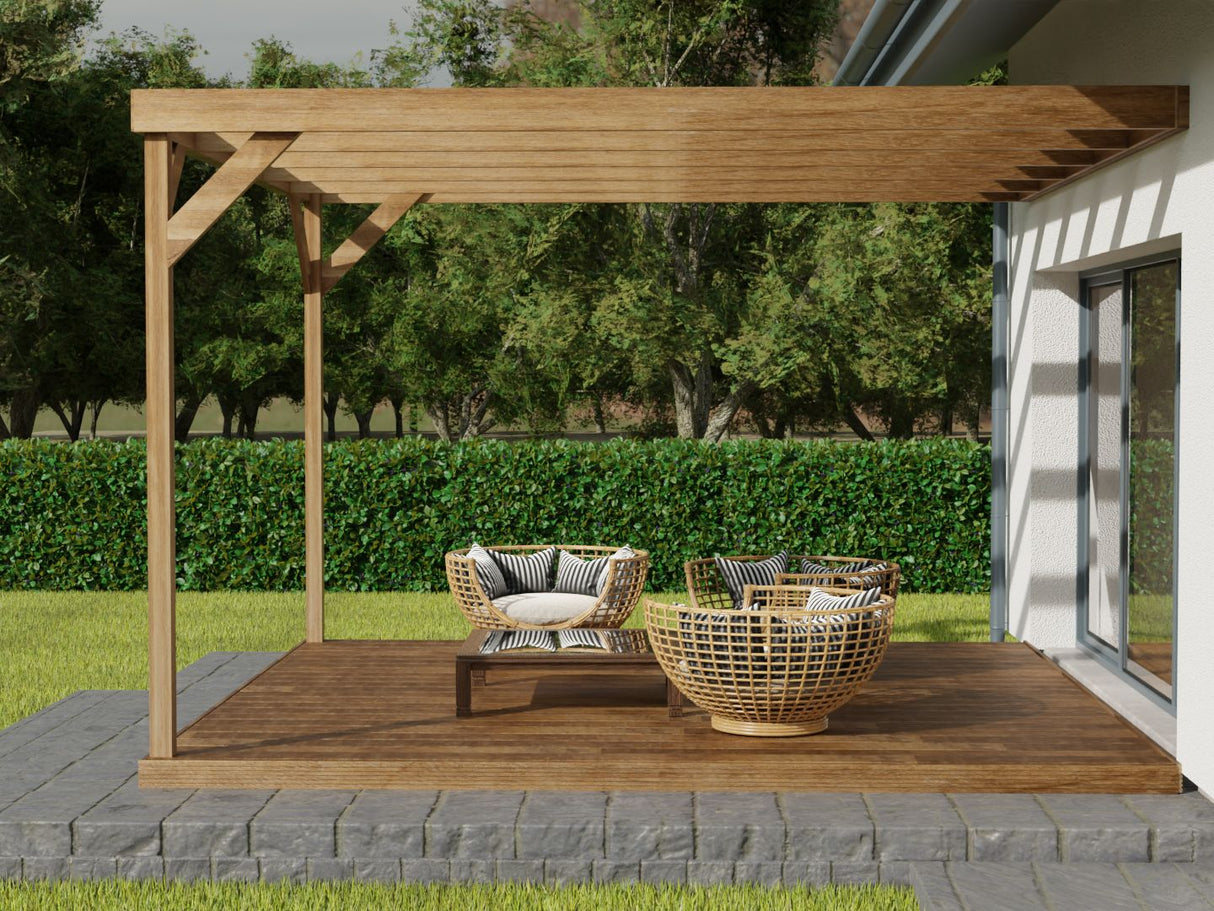 Wall-mounted Box Pergola and Decking Kit