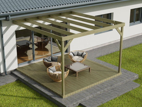 Wall-mounted Box Pergola and Decking Kit