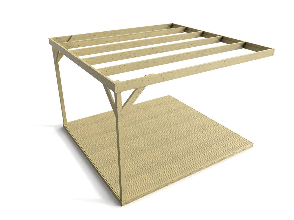 Wall-mounted Box Pergola and Decking Kit