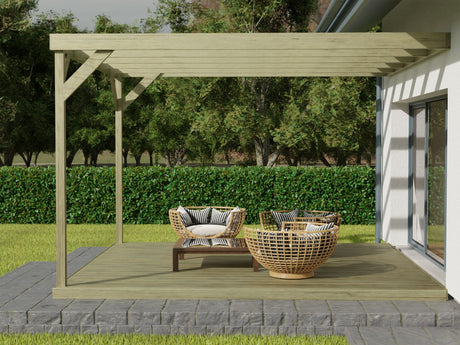 Wall-mounted Box Pergola and Decking Kit