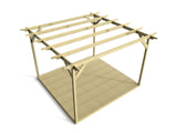 Sculpted Wooden Pergola and Decking Kit