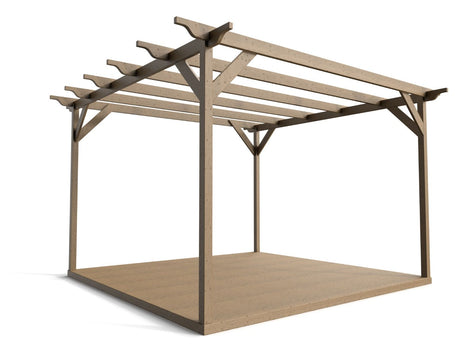 Sculpted Wooden Pergola and Decking Kit