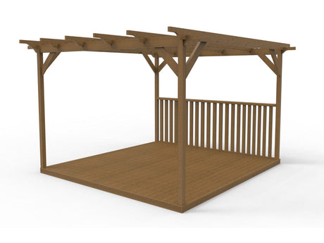 Square Pergola And Decking Kit With One Side Balustrade