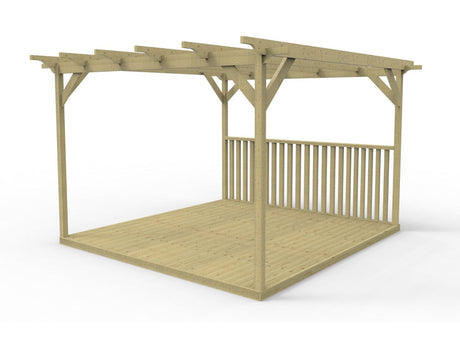 Square Pergola And Decking Kit With One Side Balustrade