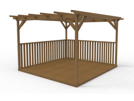 Square Pergola And Decking Kit With Two Side Balustrade