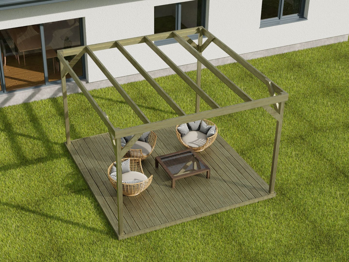 Wooden Box Pergola and Decking Kit