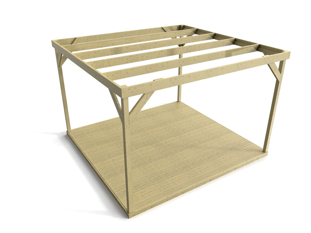 Wooden Box Pergola and Decking Kit