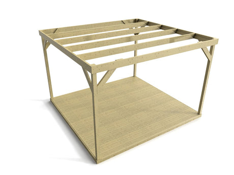 Wooden Box Pergola and Decking Kit