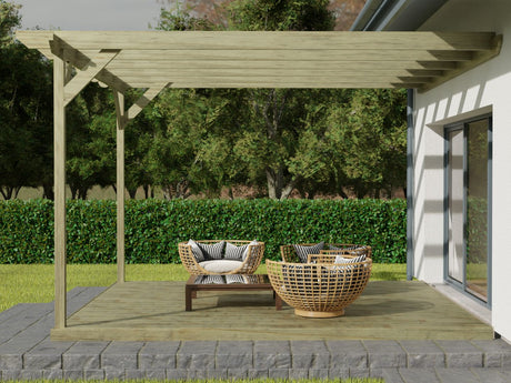 Wall Mounted Pergola and Decking Kit Chamfered Design