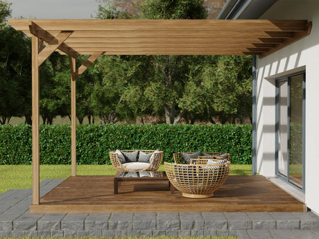 Wall Mounted Pergola and Decking Kit Chamfered Design