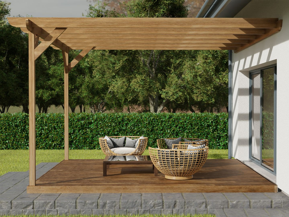 Wall Mounted Pergola and Decking Kit Corbel Design