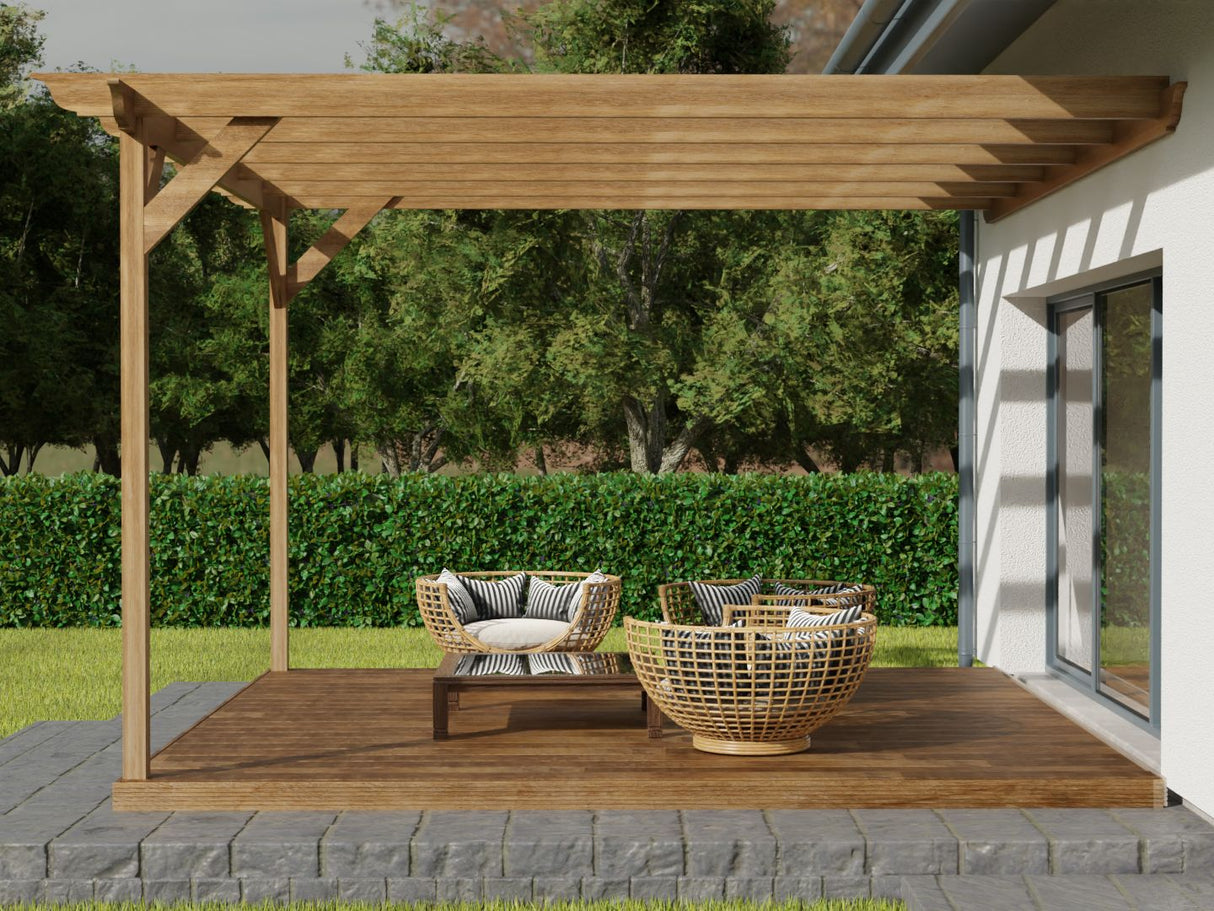 Wall Mounted Pergola and Decking Kit Longhorn Design