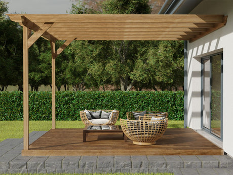 Wall Mounted Pergola and Decking Kit Longhorn Design