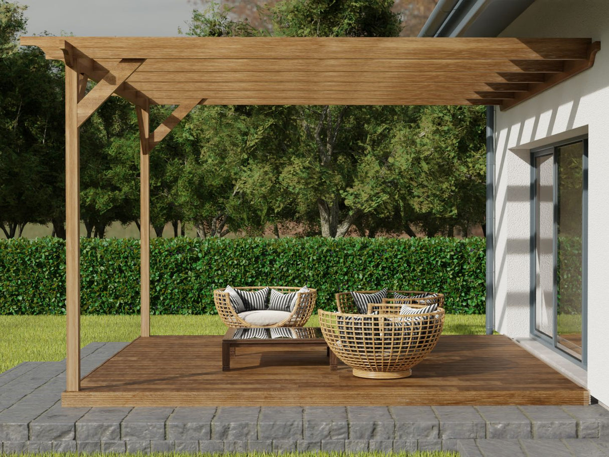 Wall Mounted Pergola and Decking Kit Sculpted Design