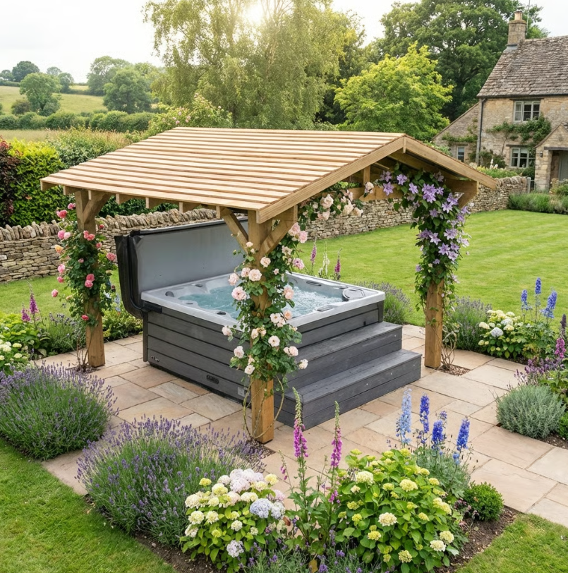 Wooden Apex Gazebo with Treated Featheredge Roof & Overhang - Premium Garden Gazebo