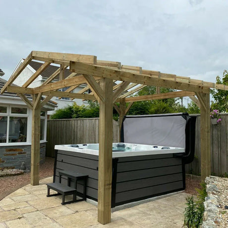 Wooden Apex Pergola with Open Roof & Overhang - Premium Outdoor Garden Structure