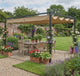 4m x 3m Metal Garden Pergola – Khaki Outdoor Shade Canopy