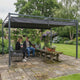4m x 3m Metal Pergola – Black Retractable Canopy Roof, Outdoor Patio Garden Shade