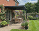 3x3m Wall Mounted Louvered Metal Pergola with LED Lights, Aluminium Frame & Adjustable Metal Roof – Dark Grey Patio Gazebo