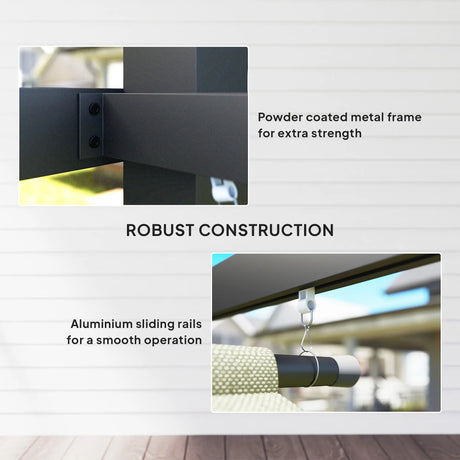 3m x 4m Metal Pergola with Retractable Roof & Roller Shade – UPF30+ Free-Standing Garden Gazebo Canopy, Outdoor Sun Shelter in Beige