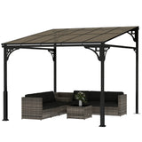 3m x 2.87m Lean-To Pergola with Polycarbonate Roof – Wall-Mounted Hardtop Garden Canopy, Durable Aluminium & Metal Frame Outdoor Patio Cover